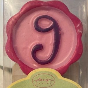 Design Dazzle Candles 9 Birthday Cake Topper Multicolor  Pink Purple